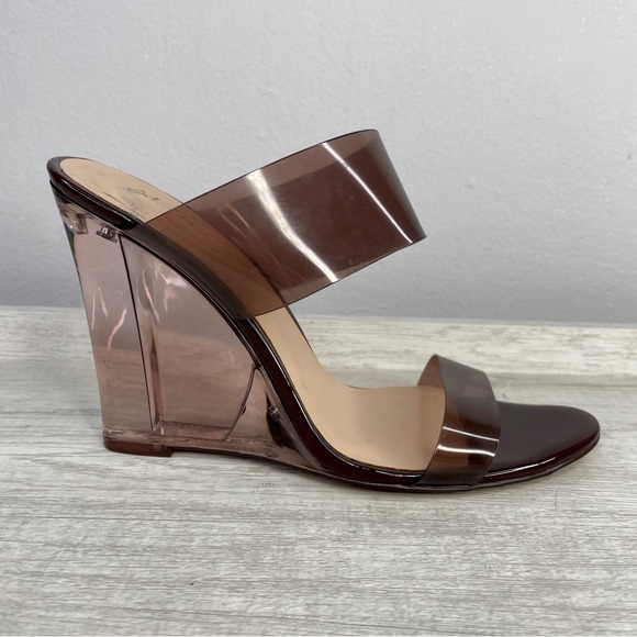 Aldo plum brown lucite wedge heels size 10 - Picture 2 of 14